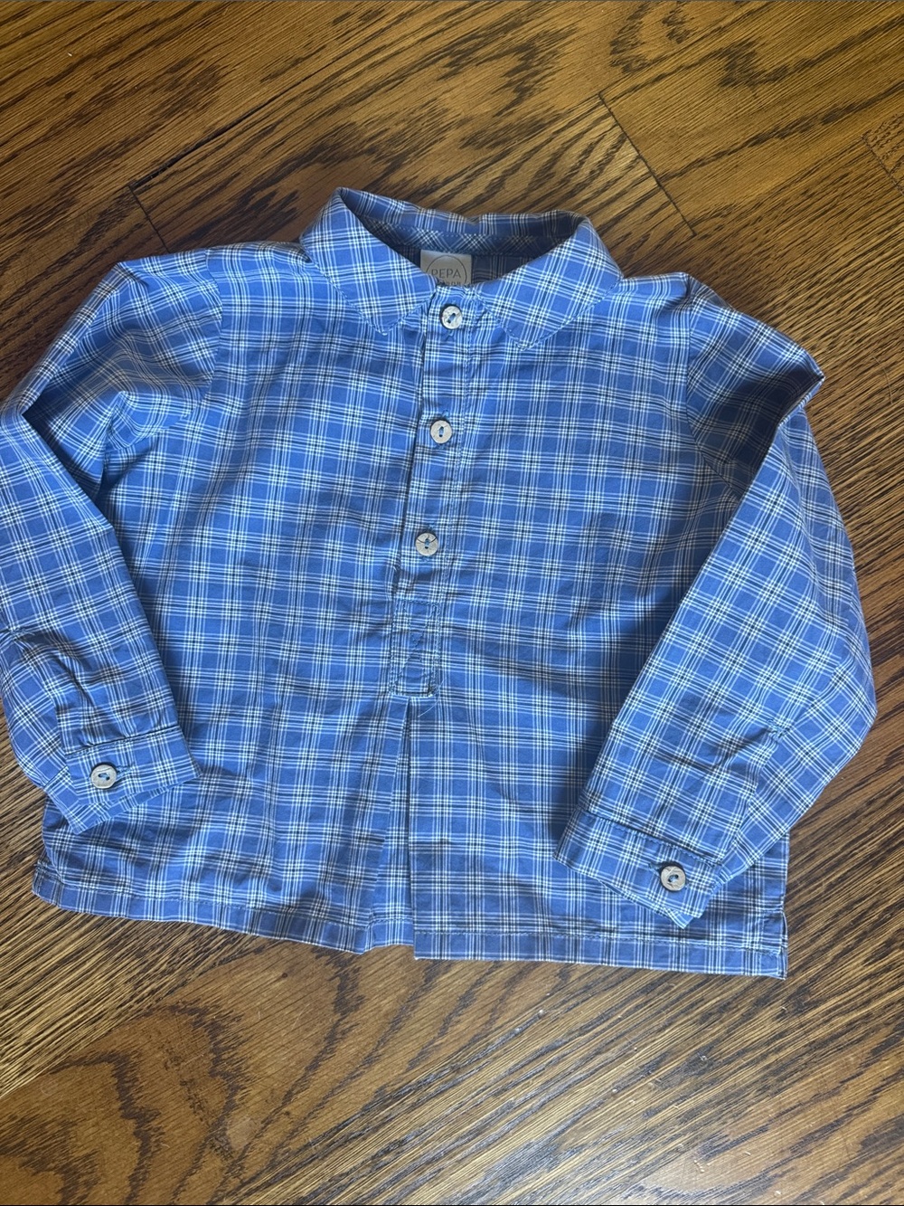 Pepa London Blue Plaid Button-Up Shirt for baby boy 🇬🇧 12 months